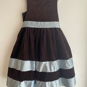 Brown Velvet and Blue Silk Sleeveless Dress girls 6